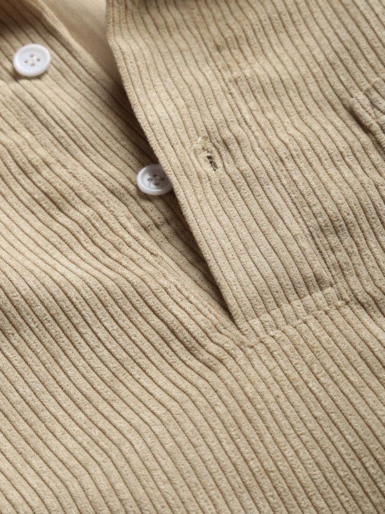 Half Button Corduroy Long Sleeves Shirt