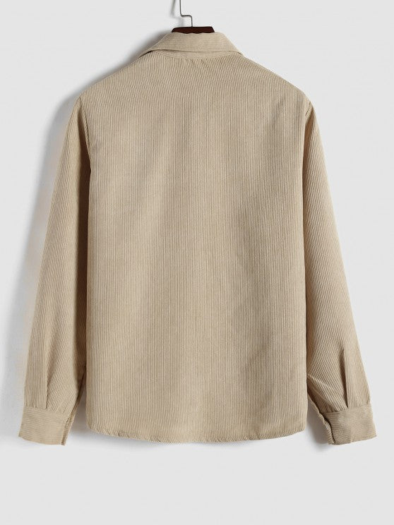 Half Button Corduroy Long Sleeves Shirt