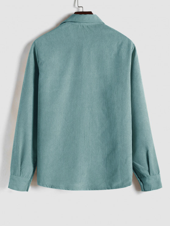 Half Button Corduroy Long Sleeves Shirt