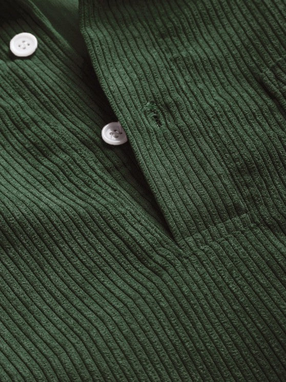 Half Button Corduroy Long Sleeves Shirt