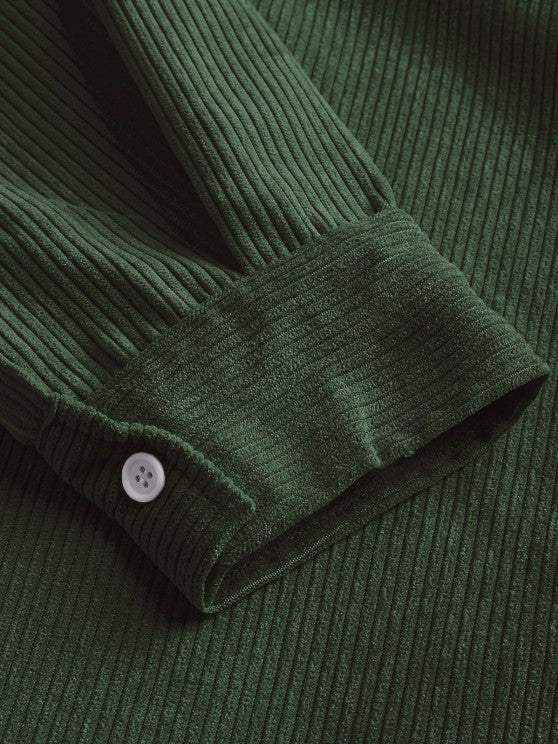 Half Button Corduroy Long Sleeves Shirt