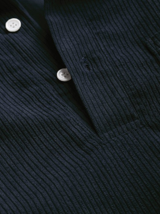 Half Button Corduroy Long Sleeves Shirt