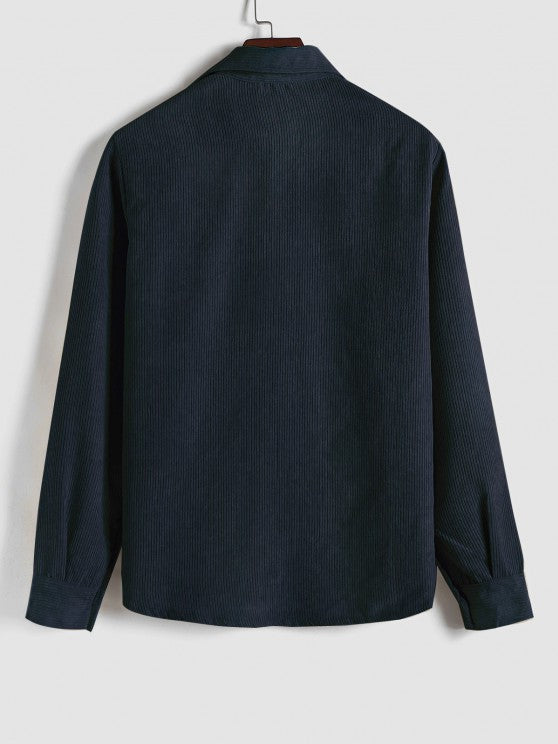 Half Button Corduroy Long Sleeves Shirt