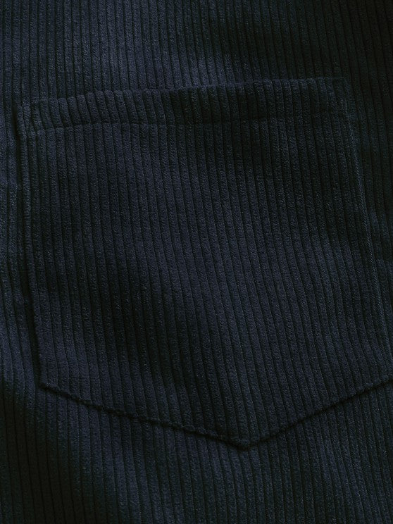 Half Button Corduroy Long Sleeves Shirt