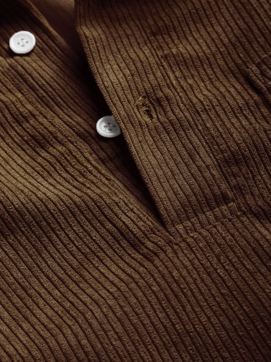 Half Button Corduroy Long Sleeves Shirt