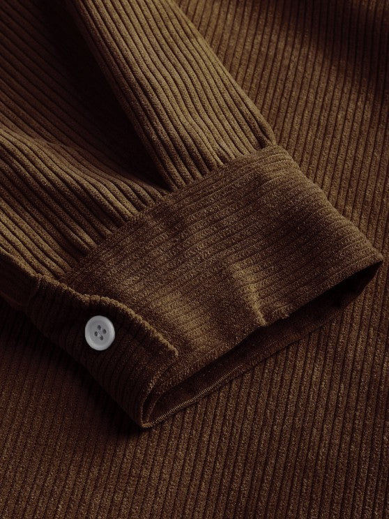 Half Button Corduroy Long Sleeves Shirt