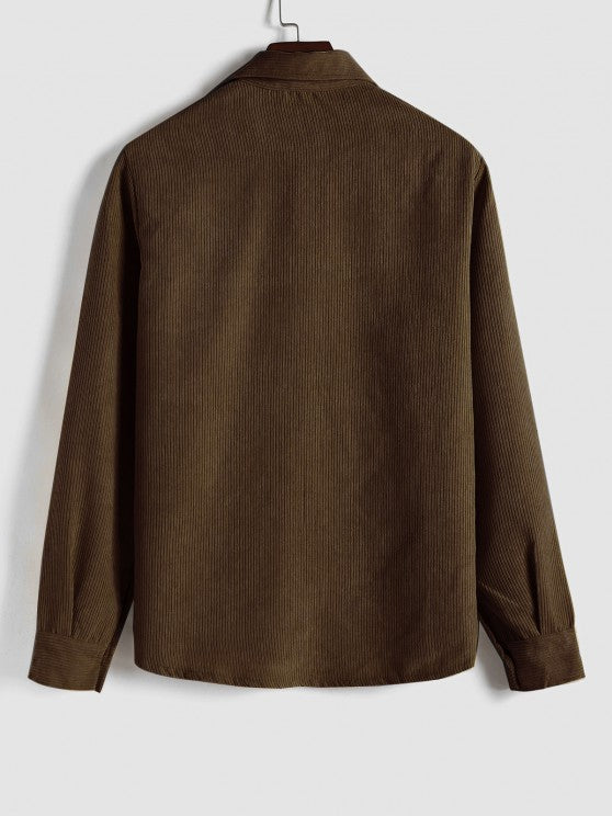 Half Button Corduroy Long Sleeves Shirt