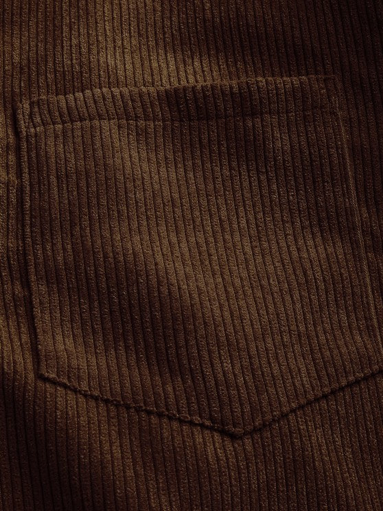 Half Button Corduroy Long Sleeves Shirt