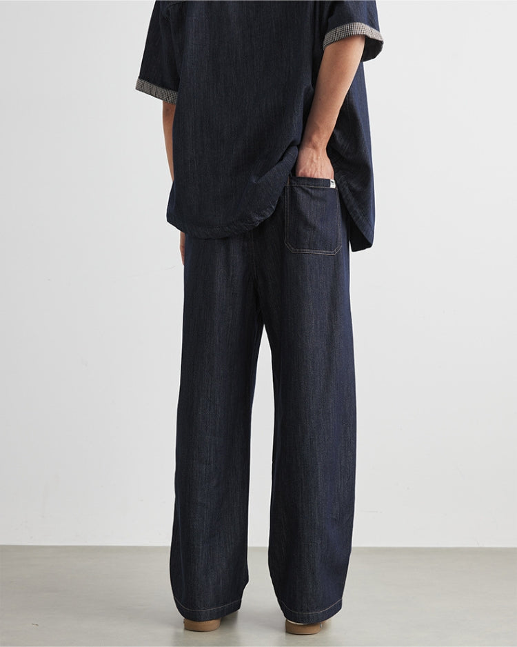 Dark Indigo Relaxed Fit Drawstring Waist Jeans