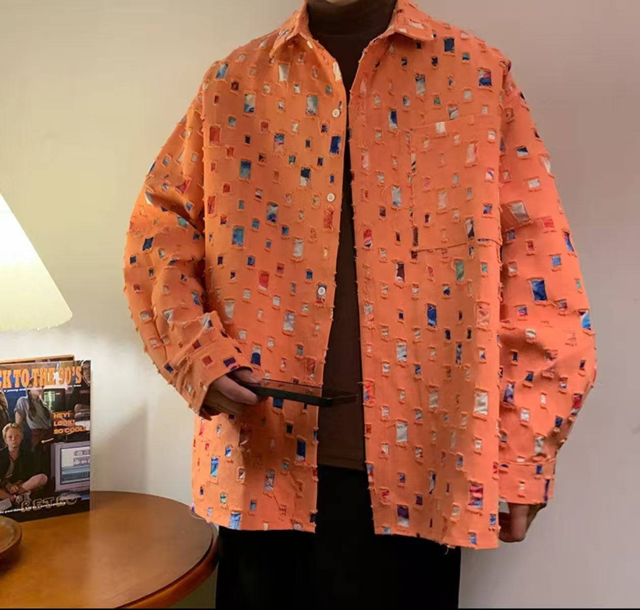Cut-Out Patchwork Shirt