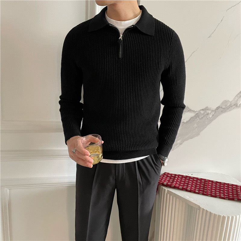 Cotton Knit Half-Zip Sweater