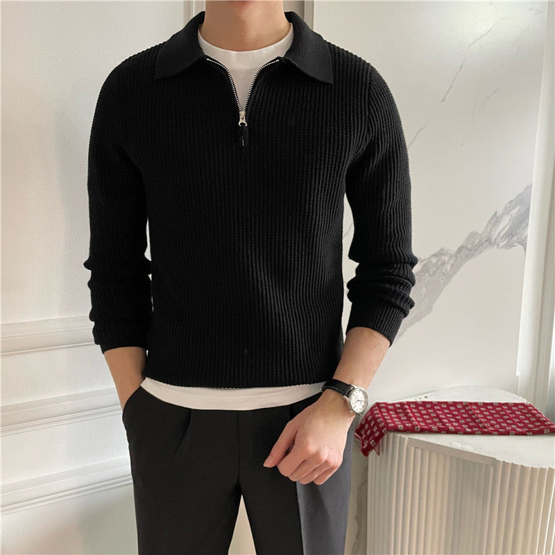Cotton Knit Half-Zip Sweater