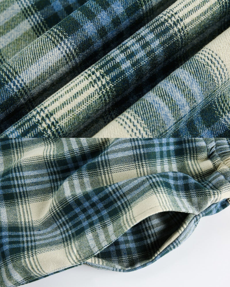 Relaxed plaid pajama pants with drawstring