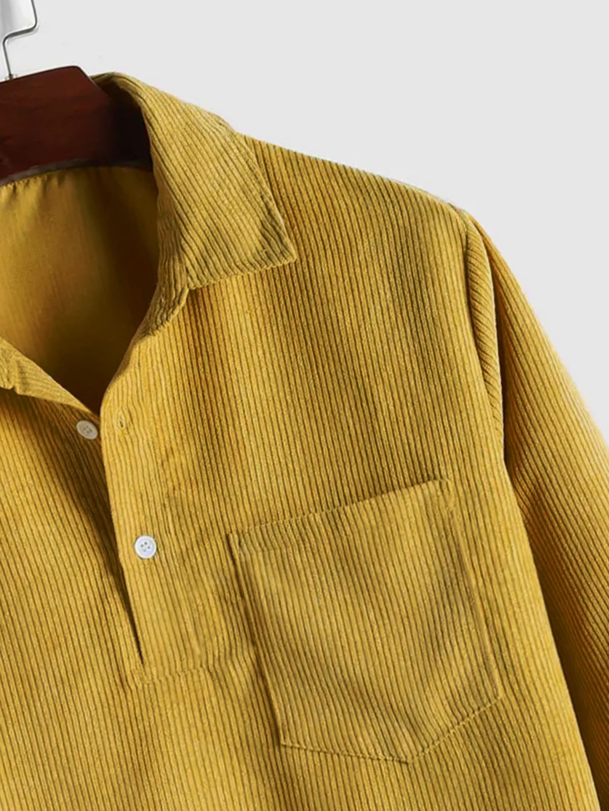 Half Button Corduroy Long Sleeves Shirt