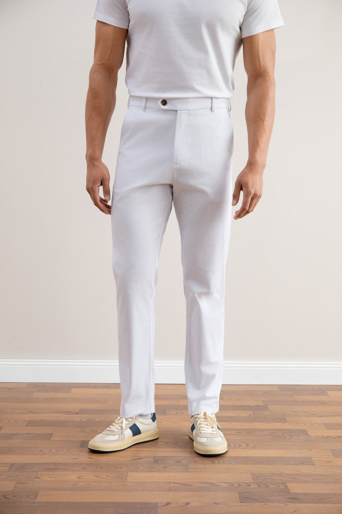 Straight Pleated White Pants