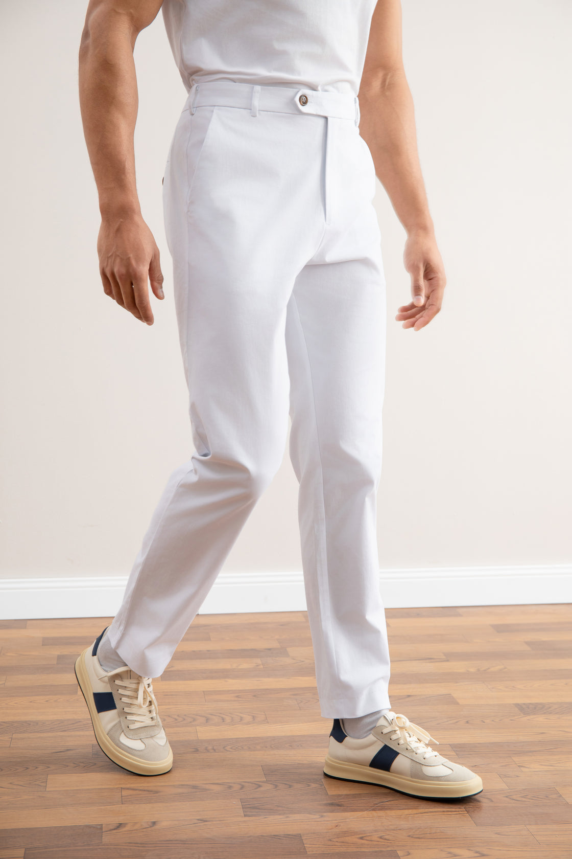 Straight Pleated White Pants