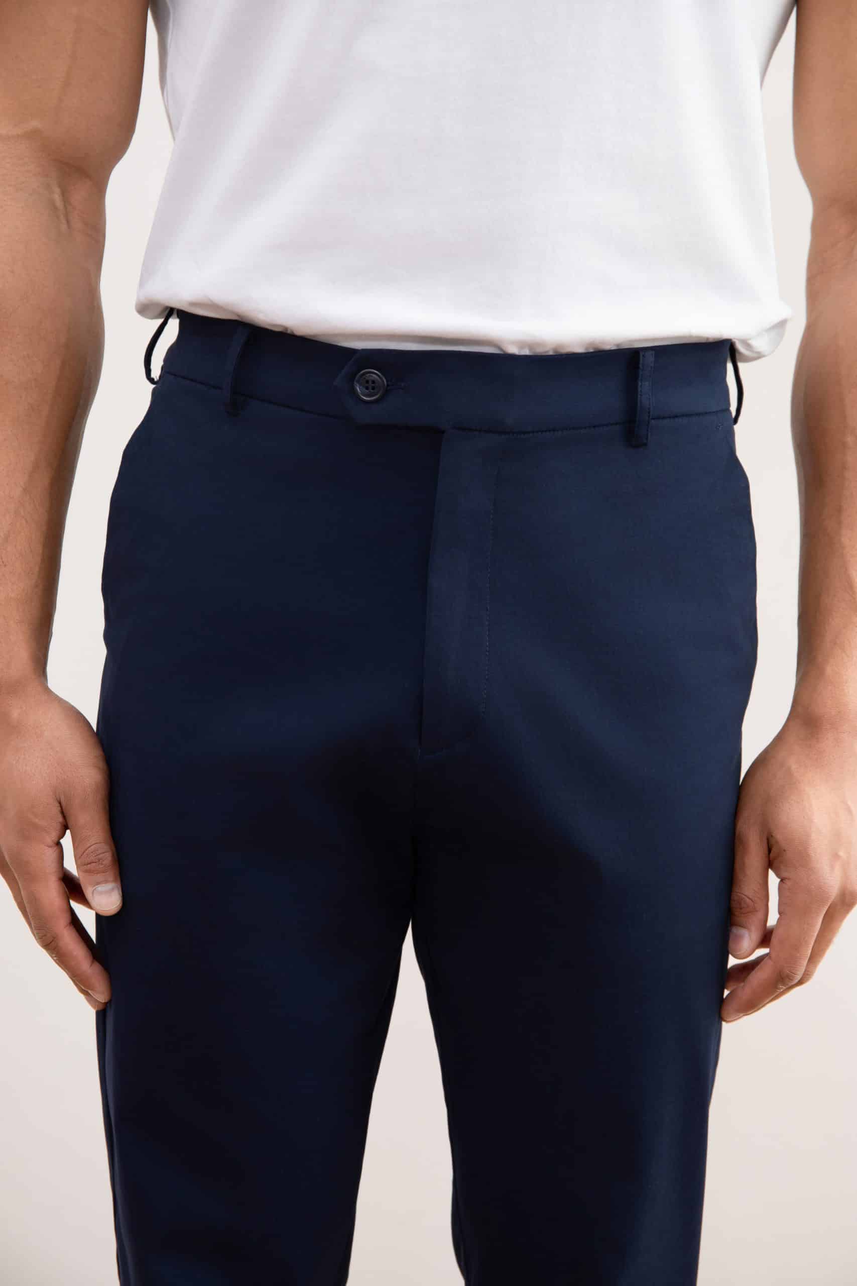 Straight Pleated Blue Pants
