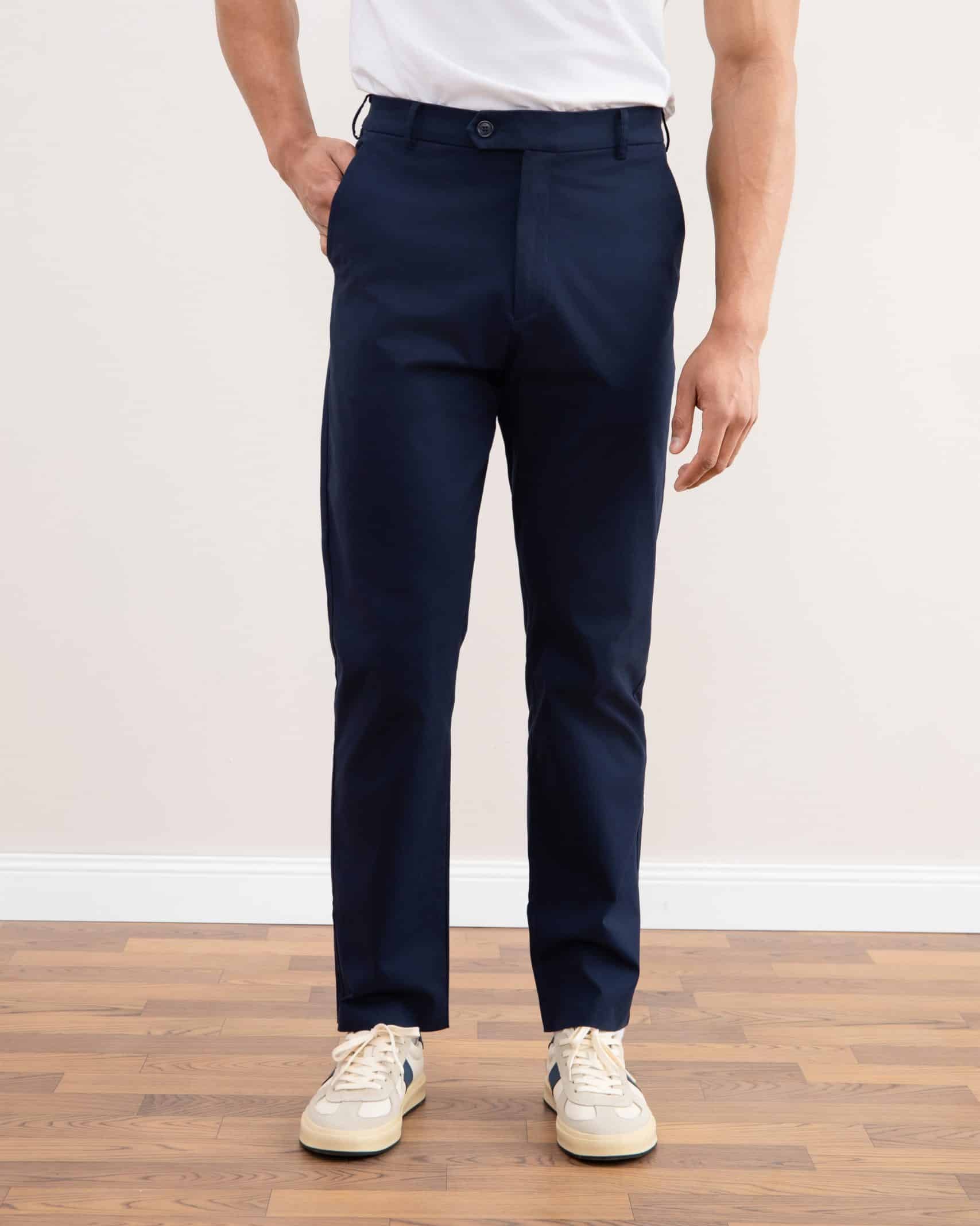 Straight Pleated Blue Pants