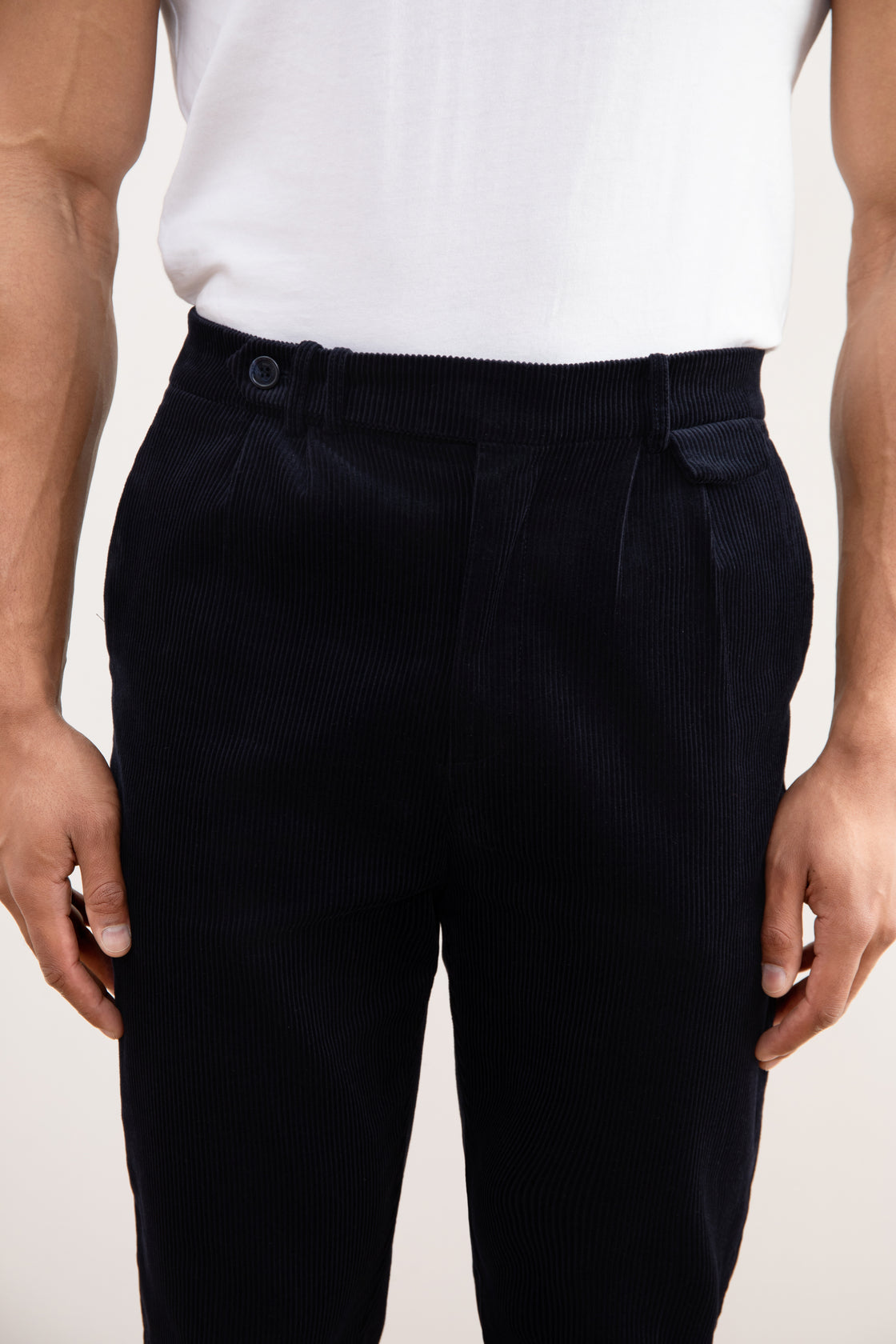 Straight Leg Corduroy Pants Navy Blue
