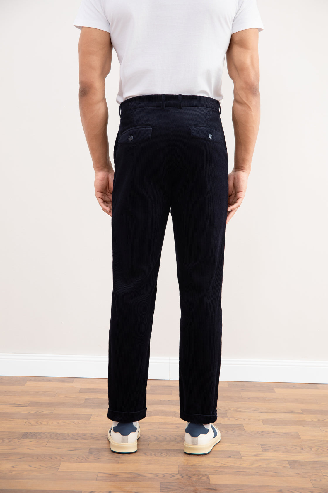 Straight Leg Corduroy Pants Navy Blue