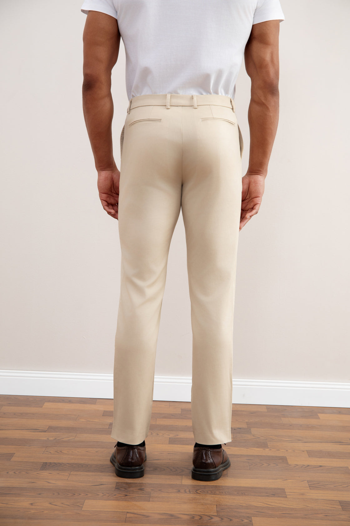 Beige Stretch Chino Pants Straight-Fit