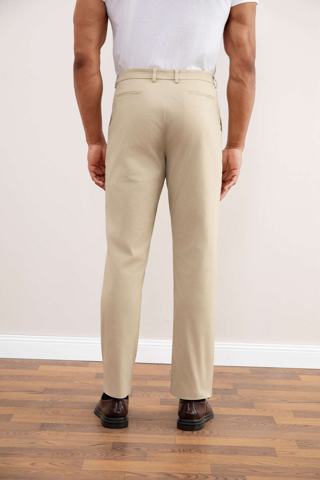 Beige Straight Chinos