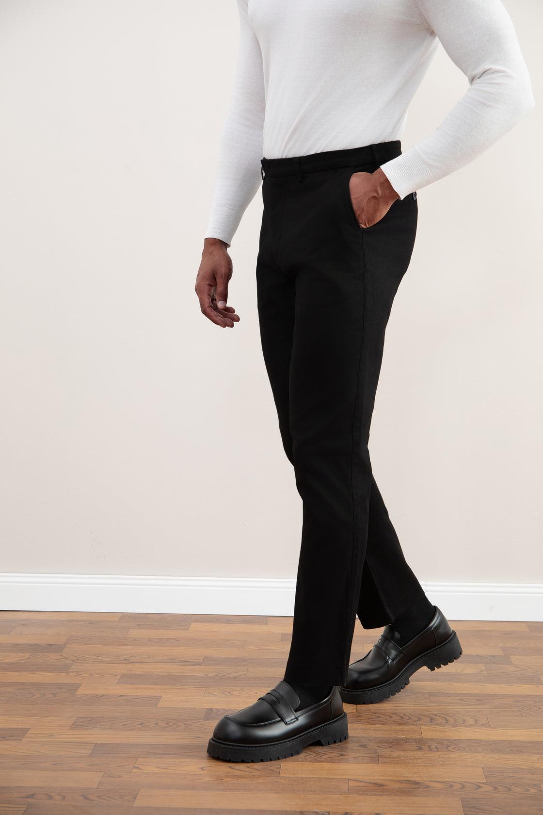Black Straight Winter Pants