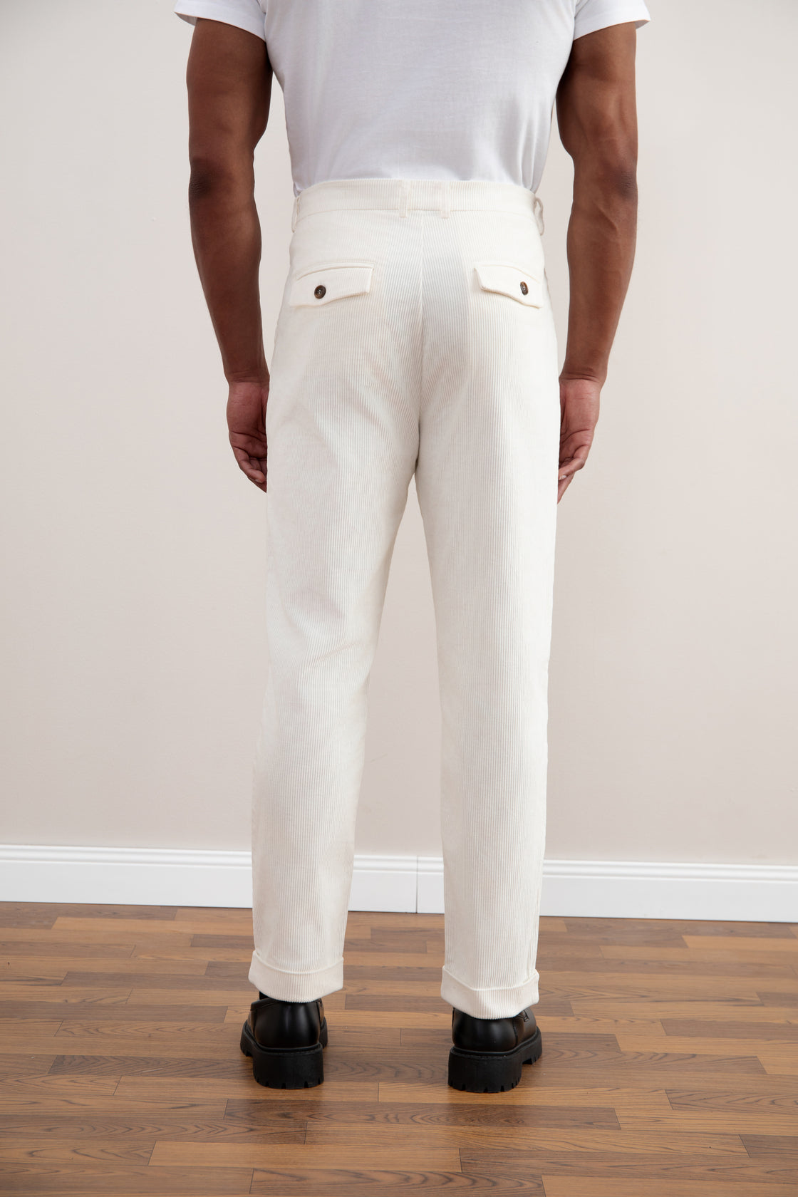 Light Beige Corduroy Straight Pants