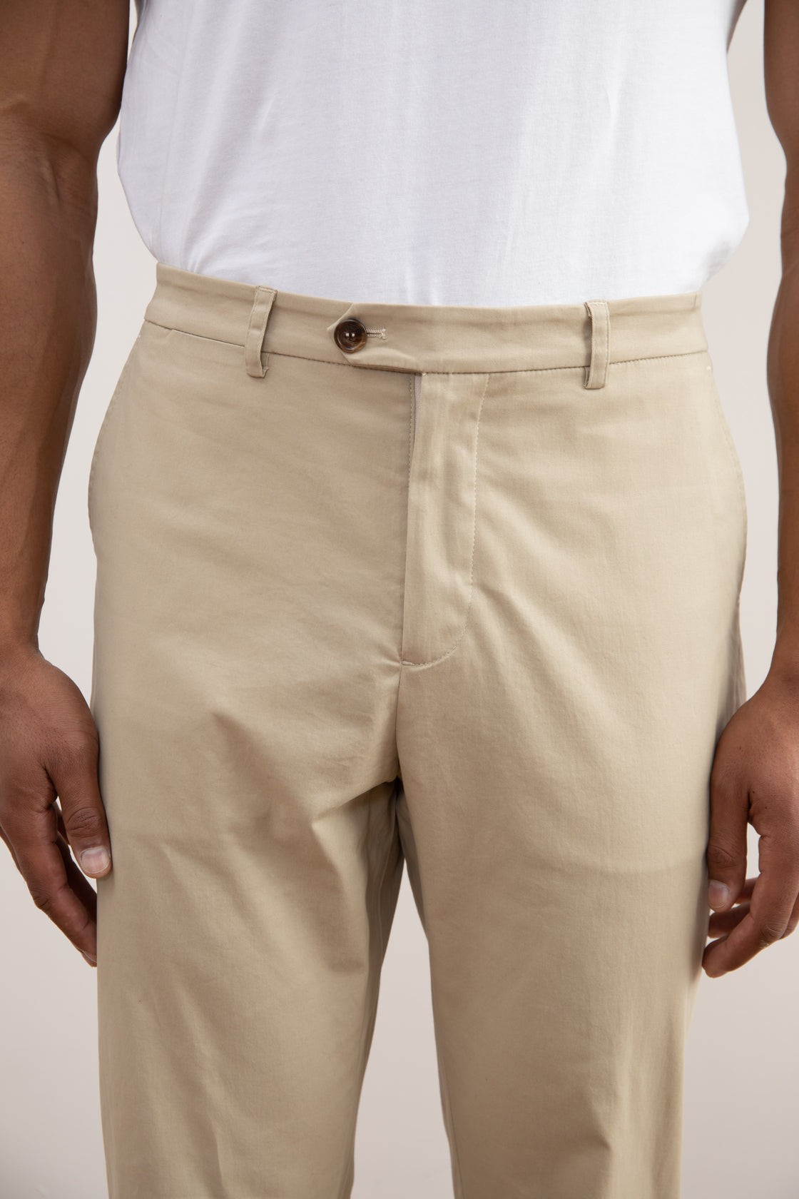 Beige Straight Chinos