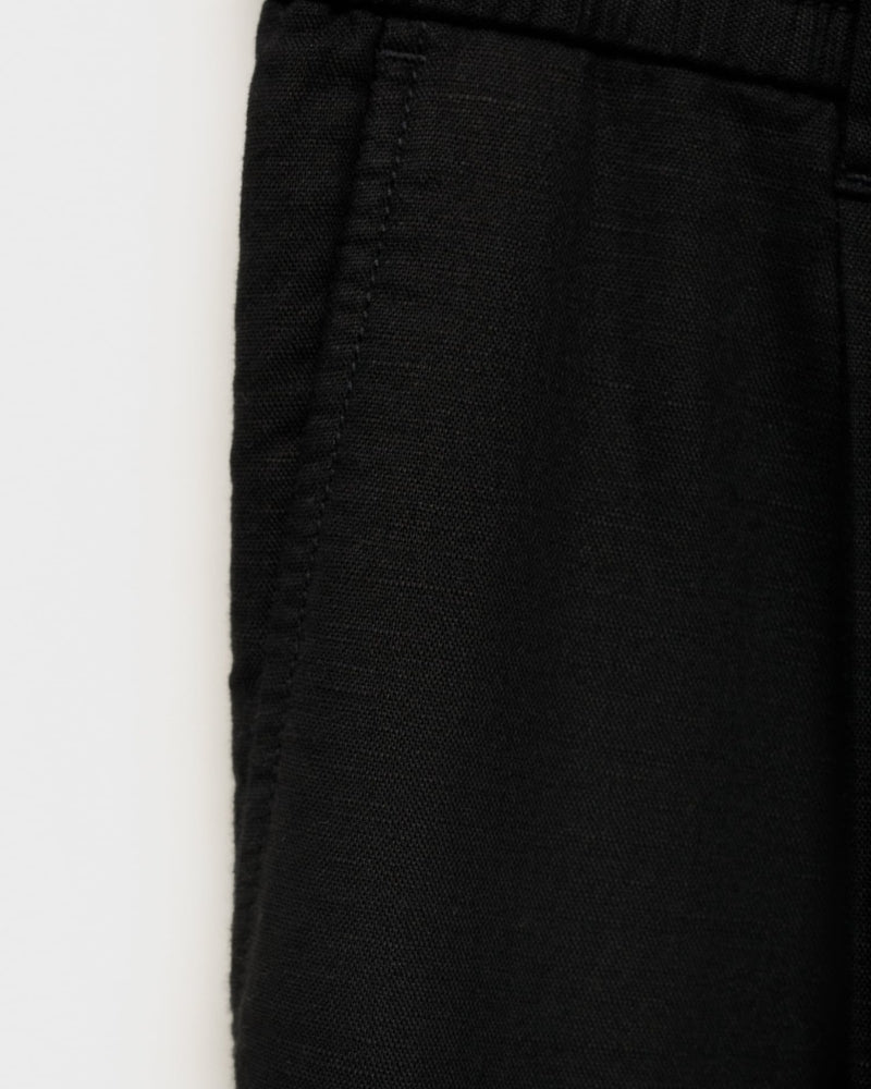 Linen and Cotton Blend Lace-Up Pants - Black