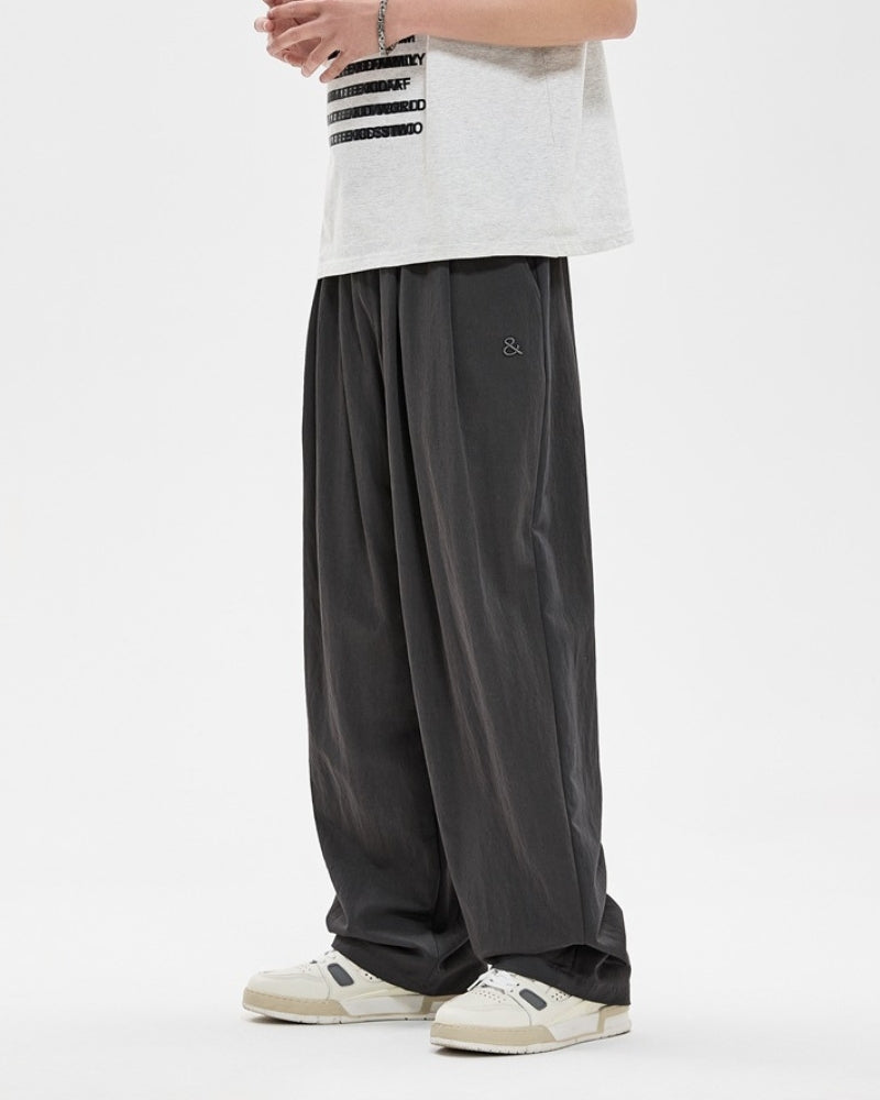 Embroidered Relaxed Wide-Leg Pants