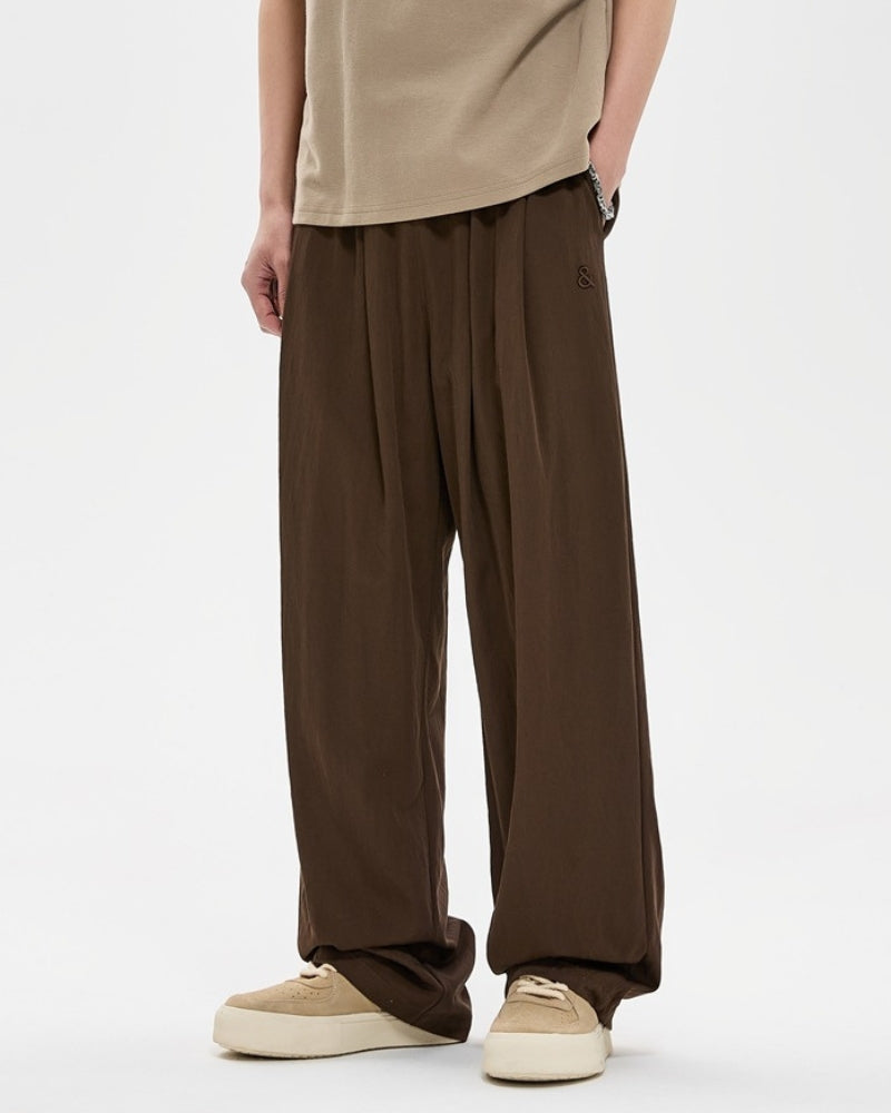 Embroidered Relaxed Wide-Leg Pants