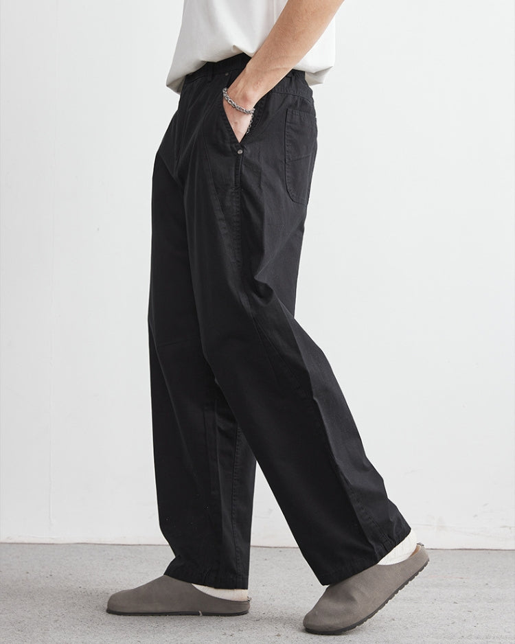Relaxed elastic waist denim-look pants