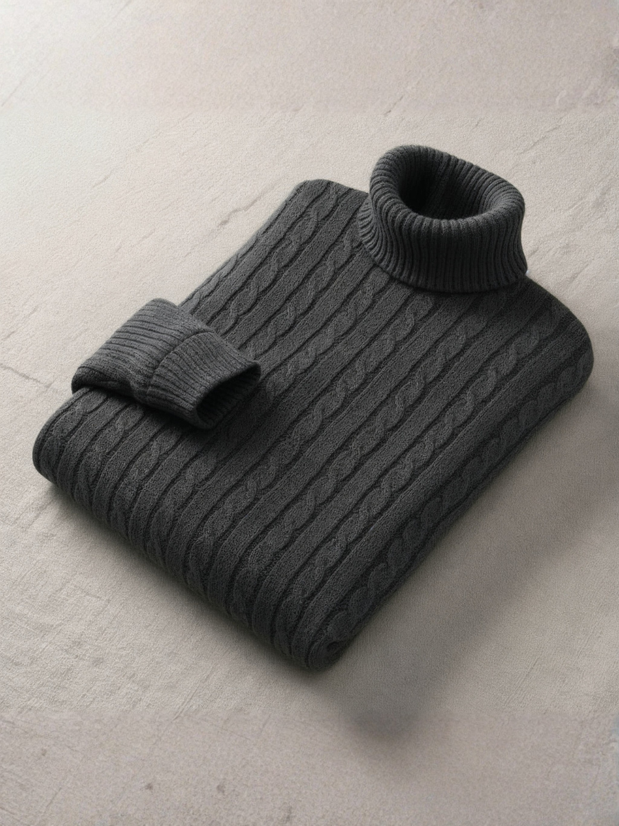 Cashmere Cable-Knit Turtleneck Sweater