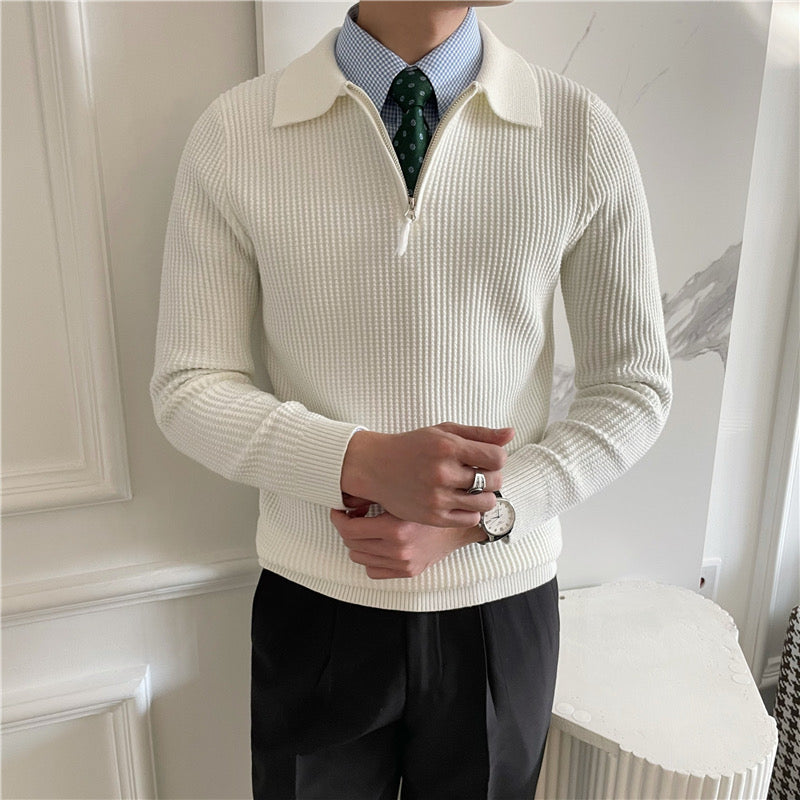 Cotton Knit Half-Zip Sweater