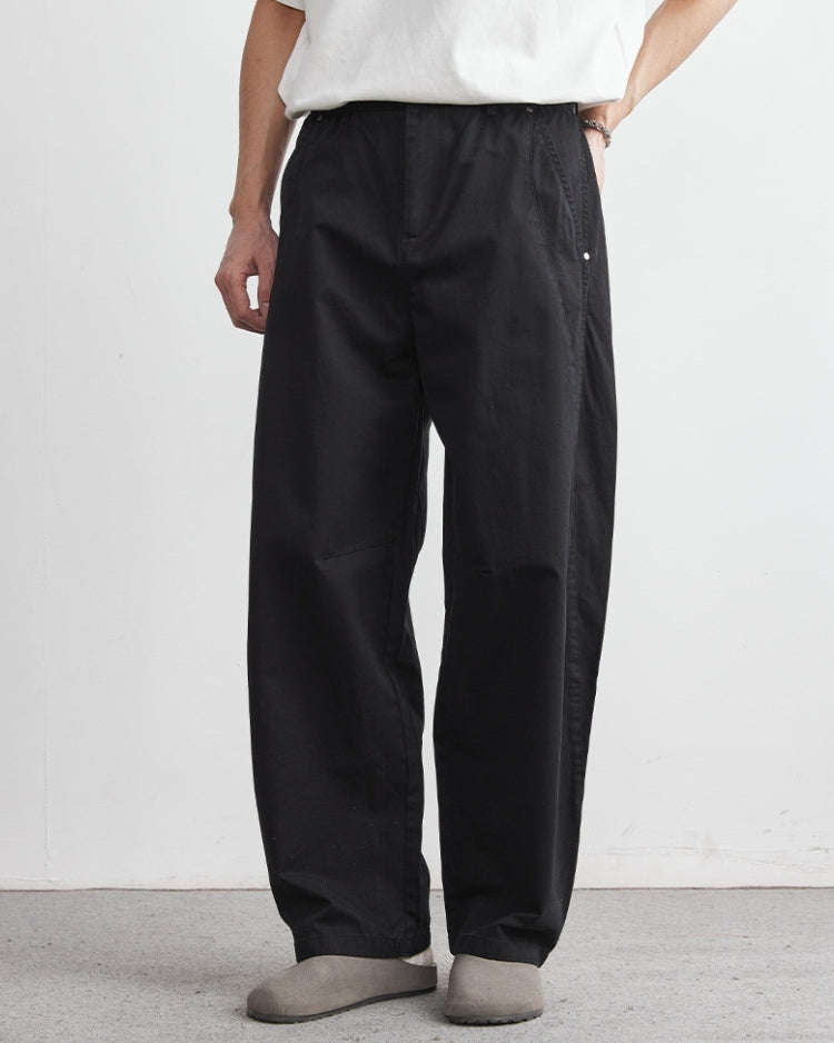 Relaxed elastic waist denim-look pants