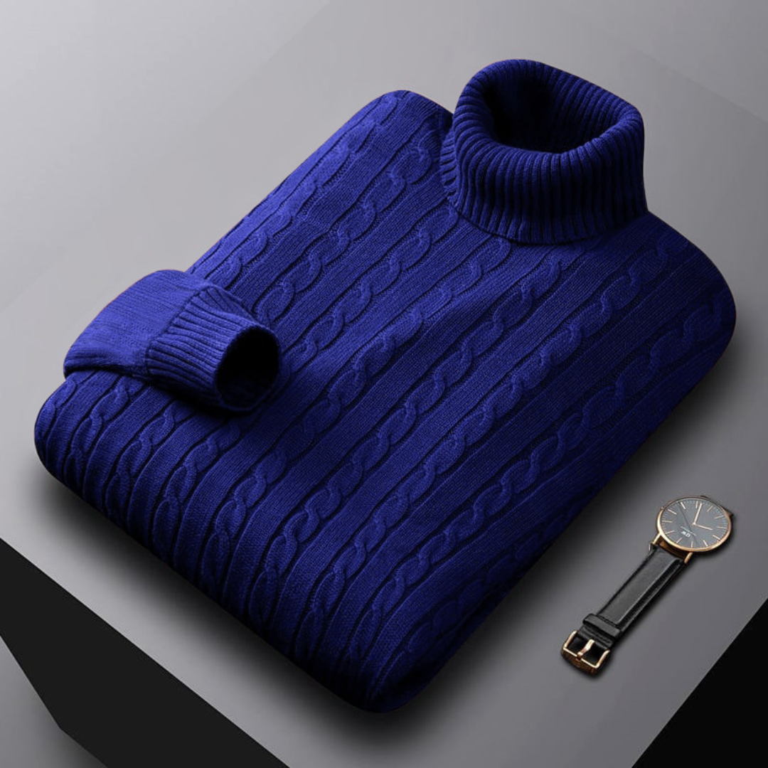 Cable-Knit Turtleneck Sweater