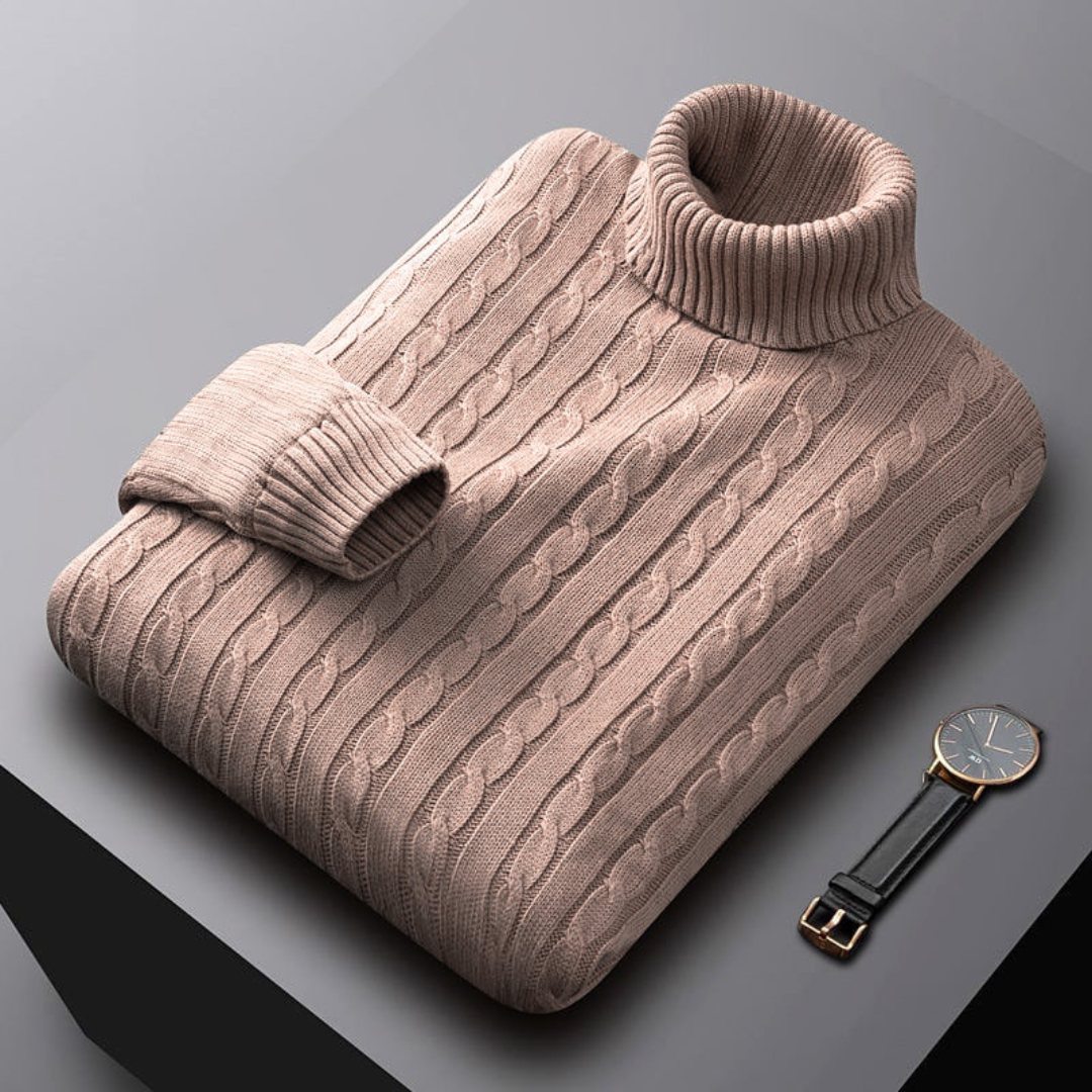 Cable-Knit Turtleneck Sweater