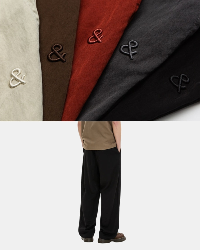 Embroidered Relaxed Wide-Leg Pants