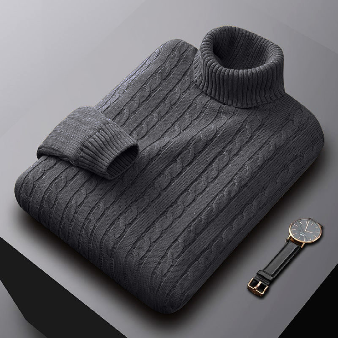 Cable-Knit Turtleneck Sweater