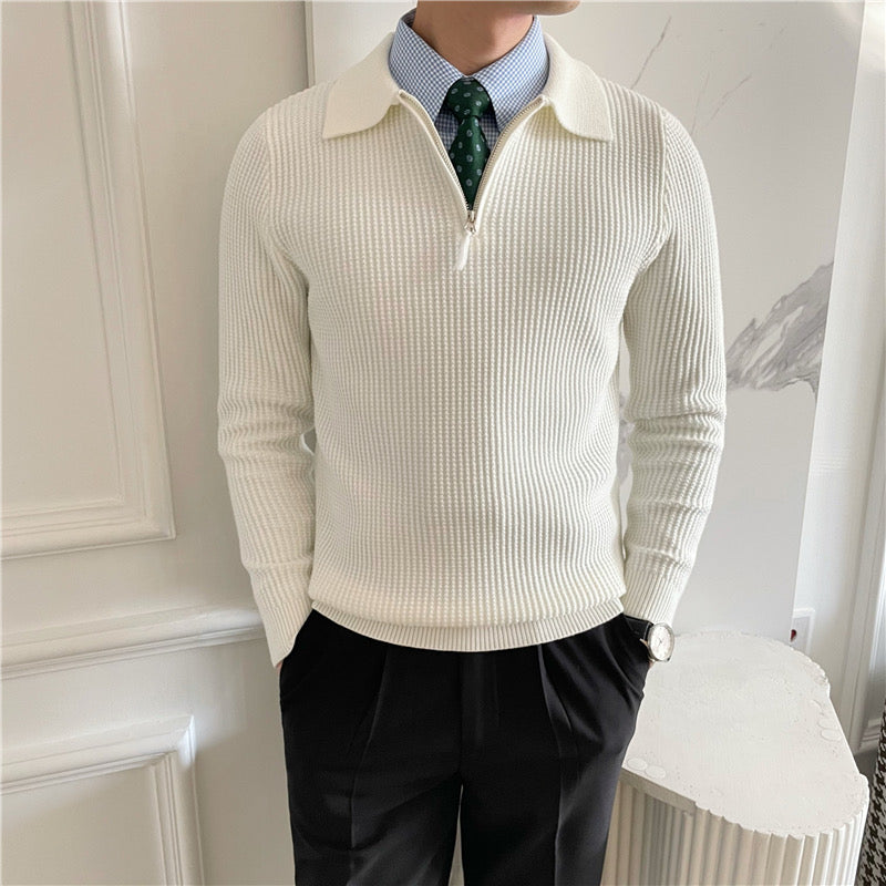 Cotton Knit Half-Zip Sweater