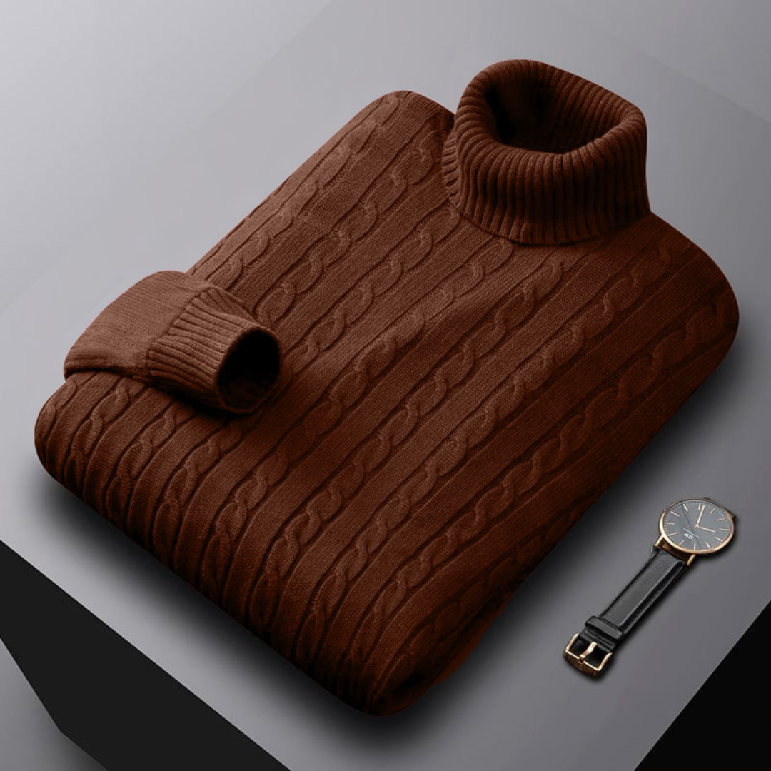 Cable-Knit Turtleneck Sweater