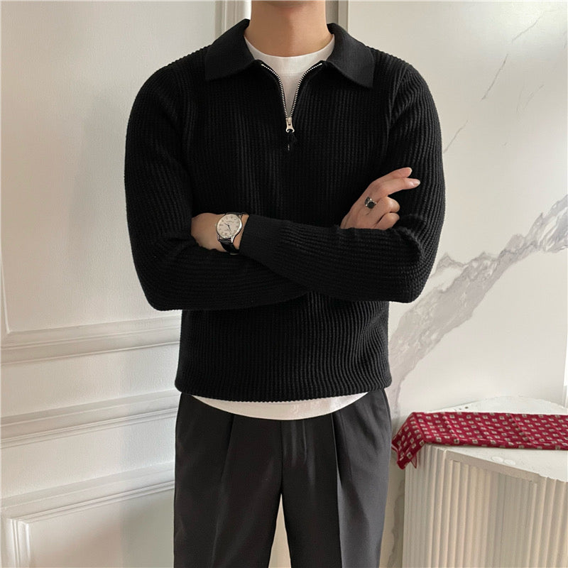 Cotton Knit Half-Zip Sweater