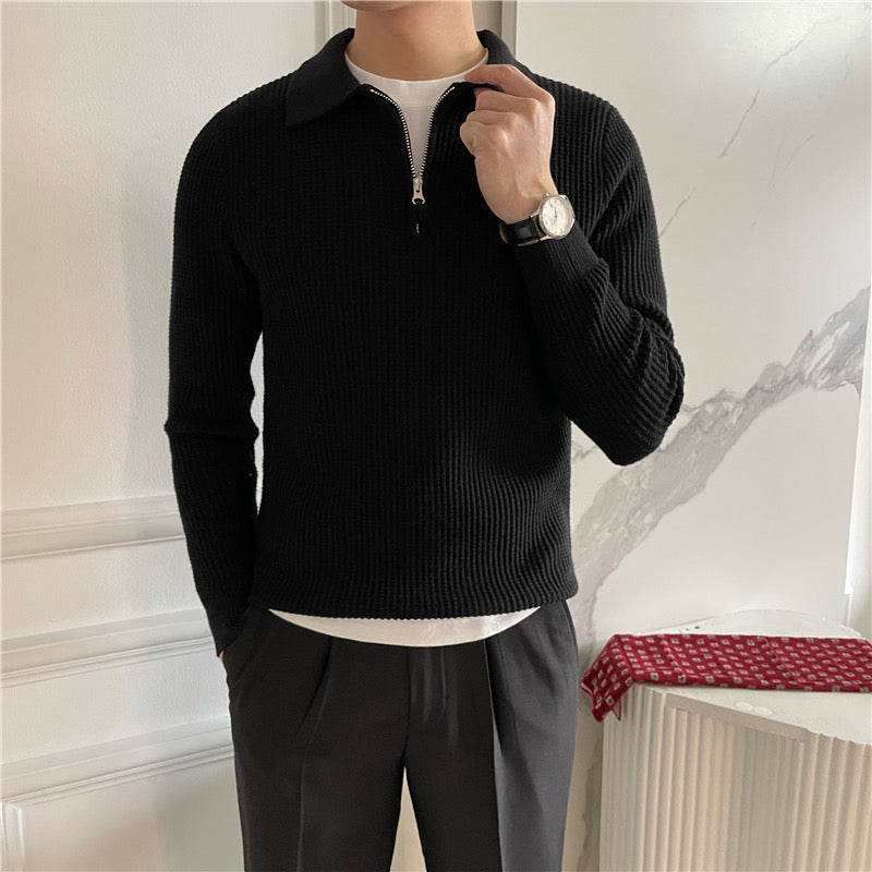 Cotton Knit Half-Zip Sweater