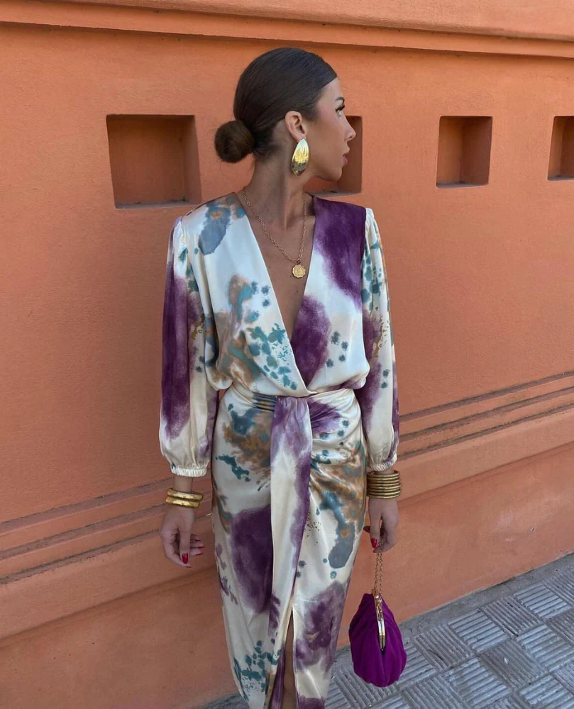Draped Satin Midi Dress