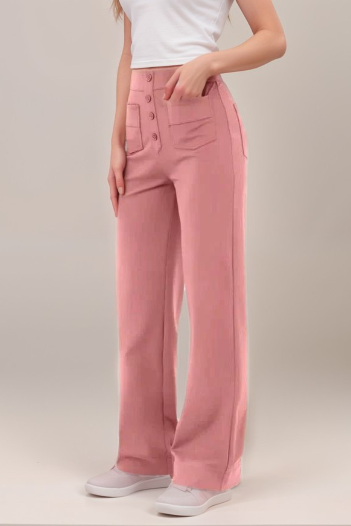 Elastic High-Waisted Pants