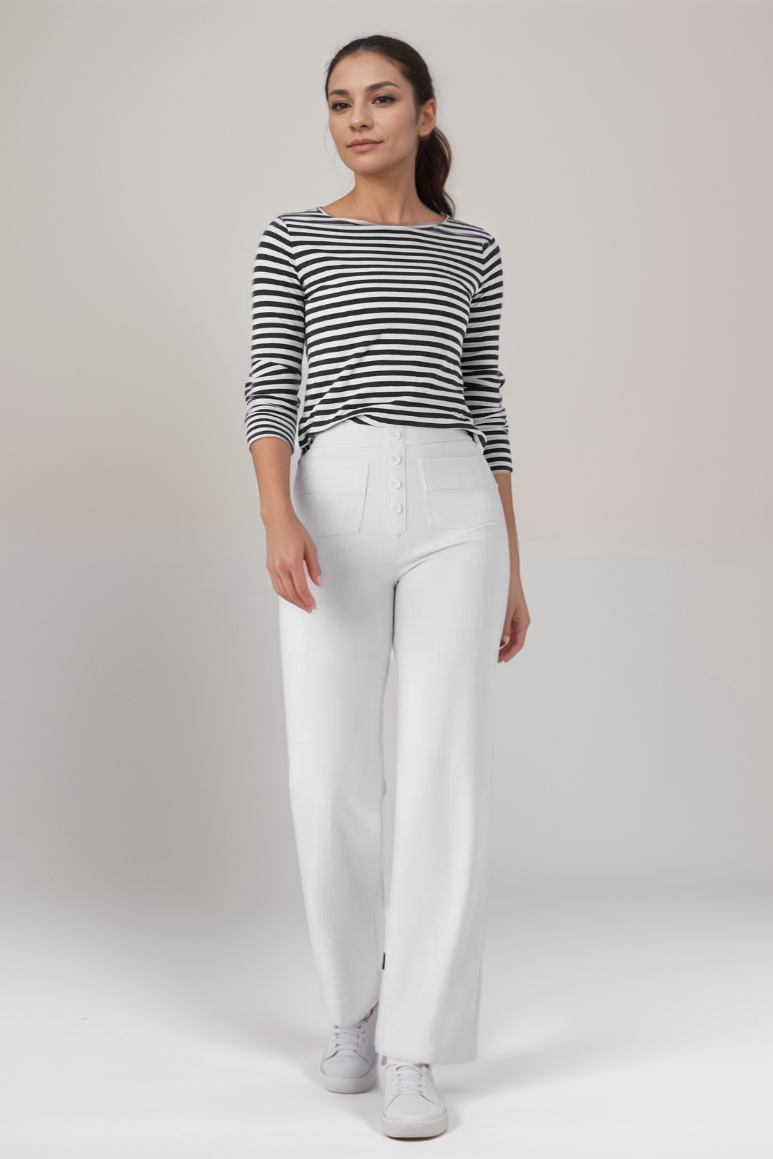 Elastic High-Waisted Pants