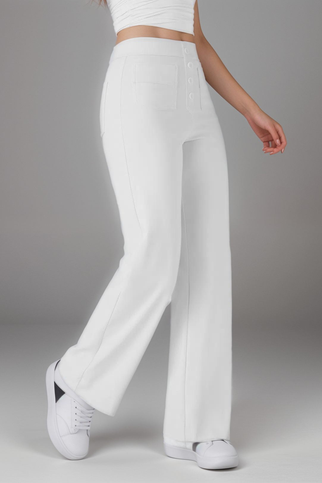 Elastic High-Waisted Pants