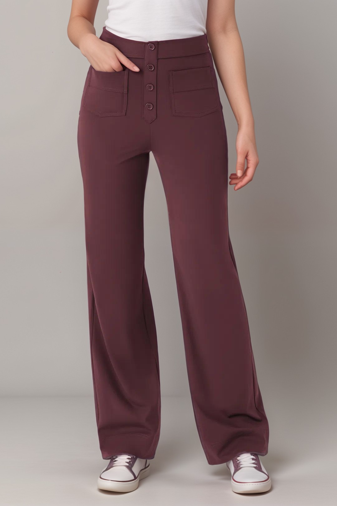 Elastic High-Waisted Pants