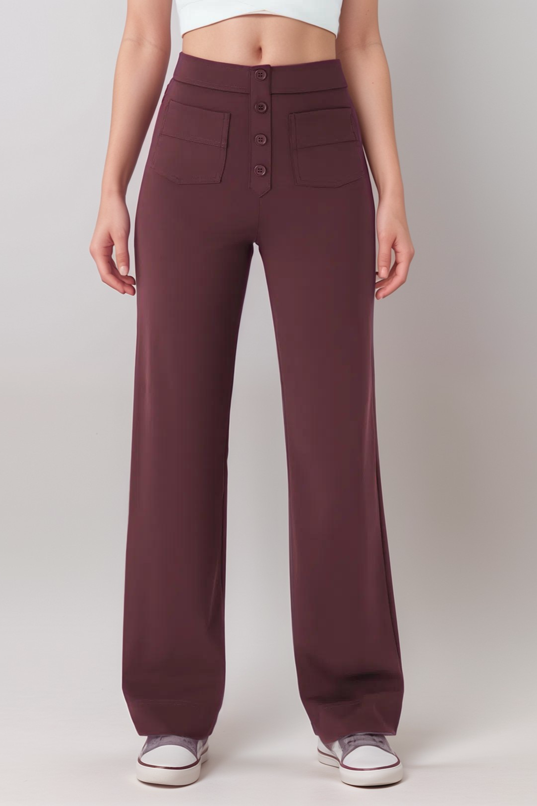 Elastic High-Waisted Pants